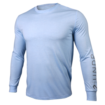 Branded All Day Long Sleeve Crew Tee - Heathered Light Blue