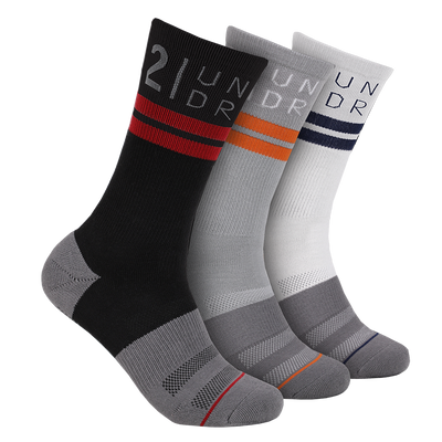 Sport Crew Sock 3 Pack - Black - Grey - White